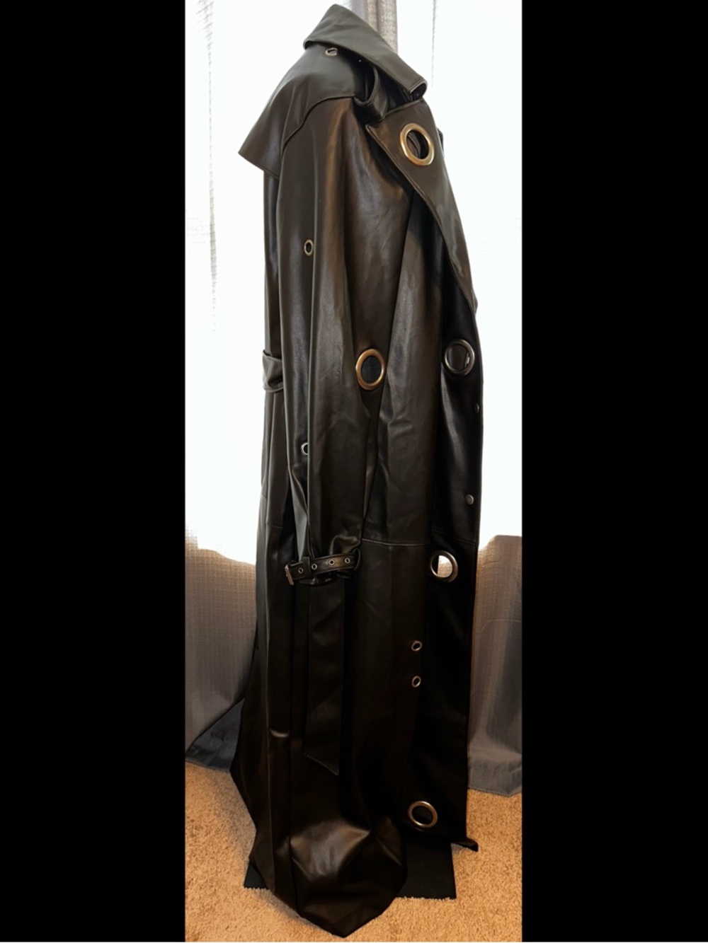 Poster Girl Dolls Kill ‘MISBEHAVING’ Faux Leather Trench Coat O Ring XL NWT - Picture 7 of 15